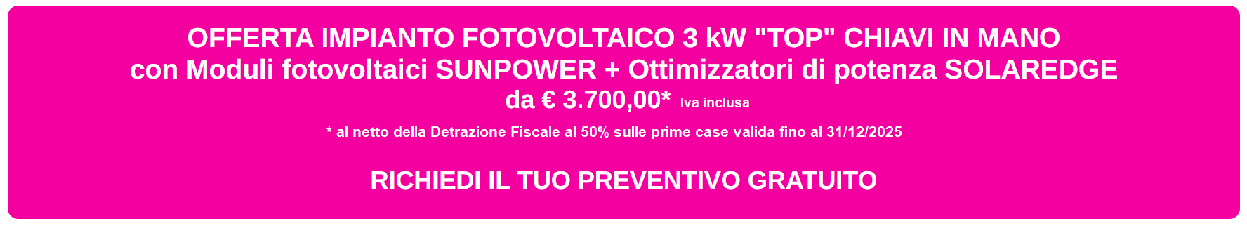 offerta fotovoltaico Sunpower 3 kw chiavi in mano Torino asti cuneo biella novara milano varese